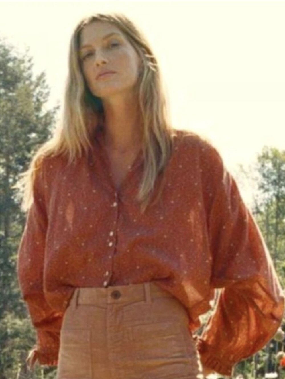 DOEN Rose Blouse in Tamarillo Prairie Print Rust Cottagecore, XS